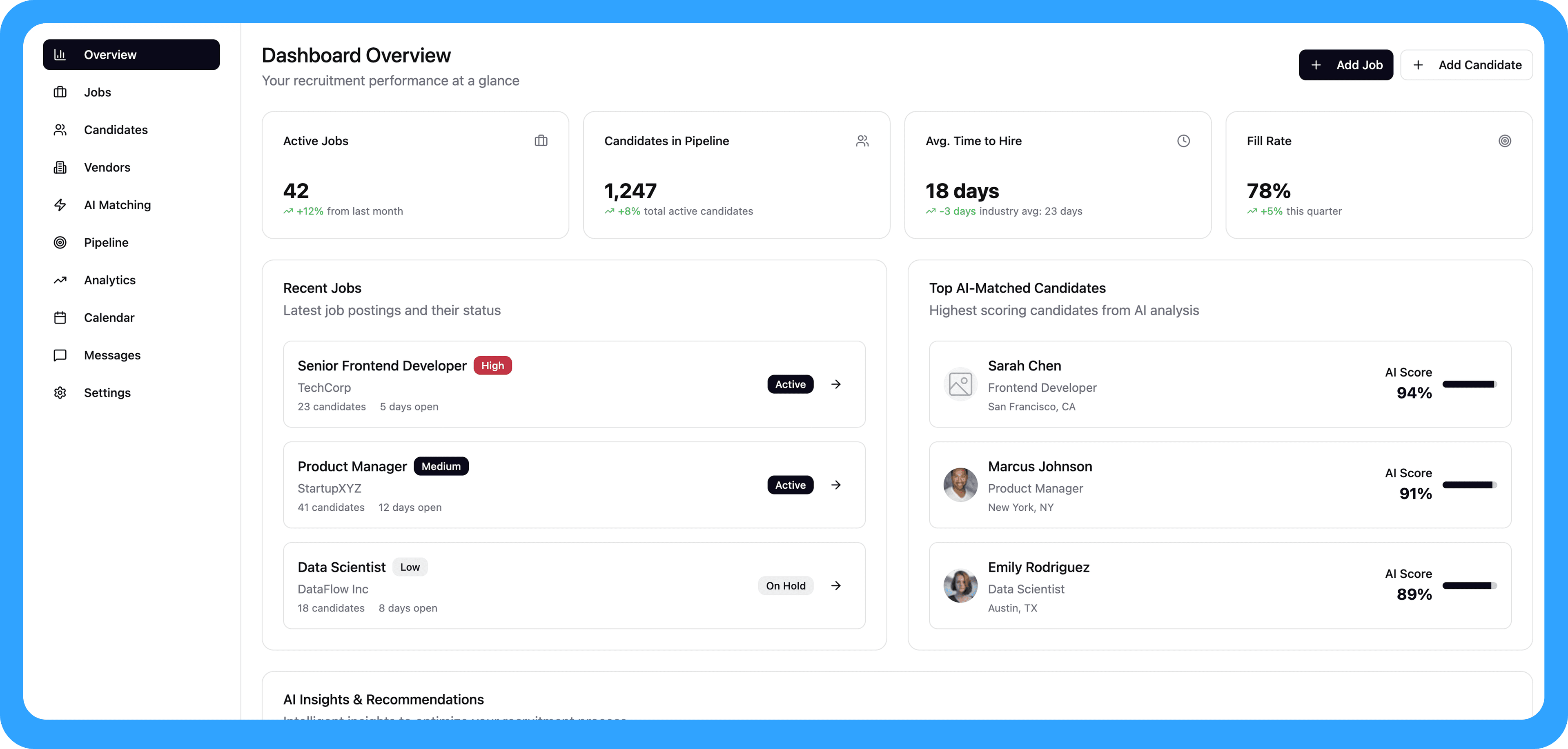 7KC AI Sales Agent Dashboard Overview Preview